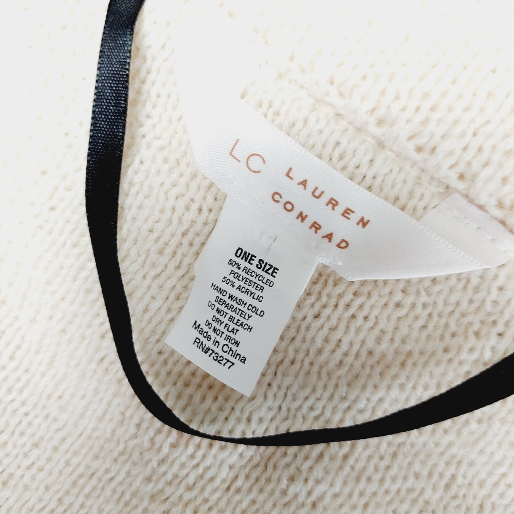 Lauren Conrad Cream Knit Poncho with Button Detail and Front Pockets P1655 - Picture 5 of 6